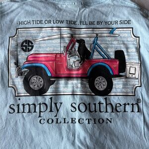 Simply Southern Blue T-Shirt with Pink Jeep Design, size XL